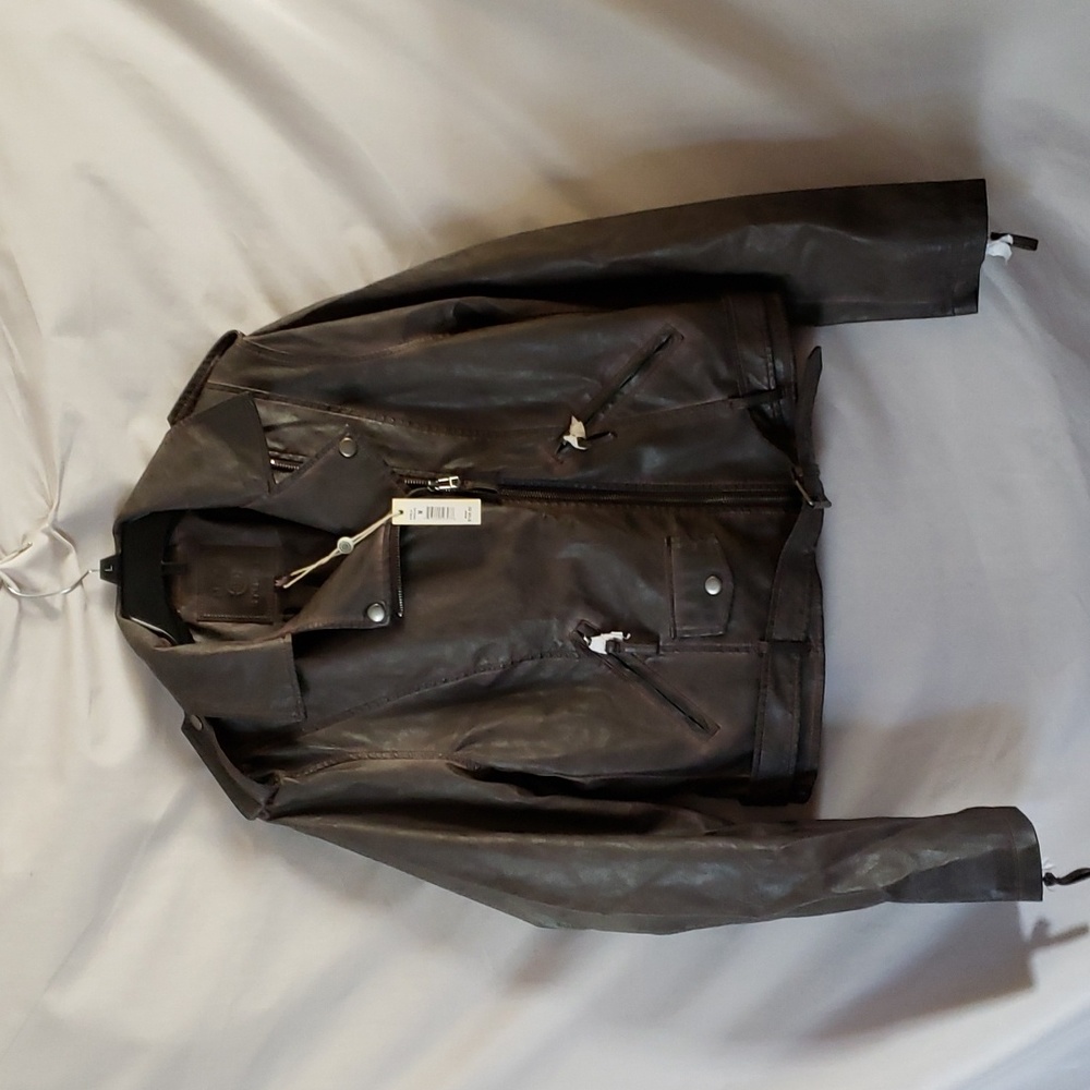 NEW Max Studio Washed Faux Leather Jacket